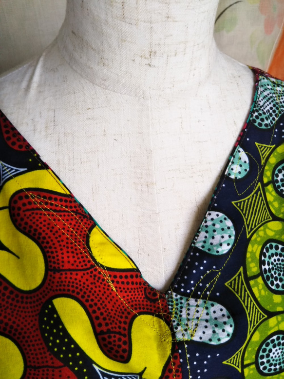 アフリカ布サイドの姿が美しいワンピース 10枚目の画像
