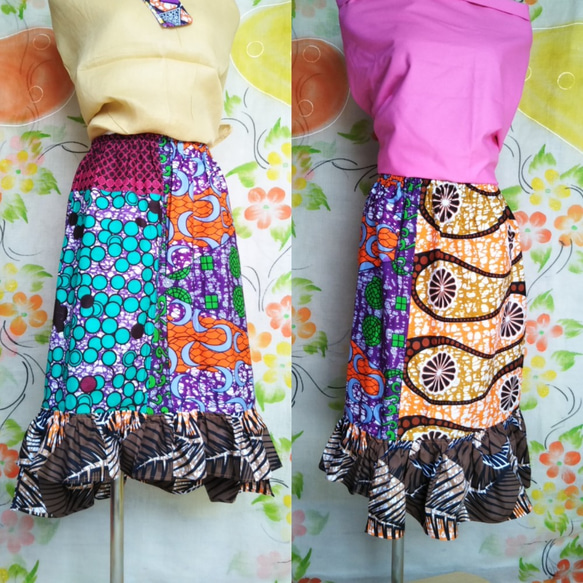 アフリカ布スカート 3枚目の画像