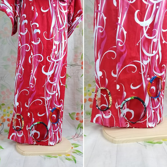 アフリカ布で前裾を飾った浴衣のリメイク【おしとやか】 4枚目の画像