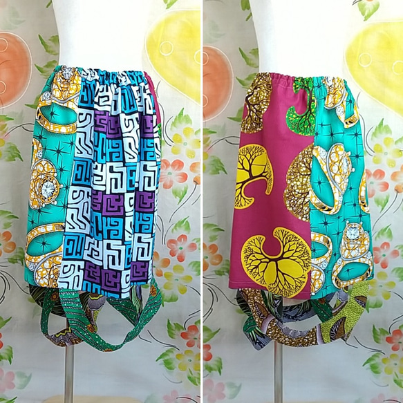 アフリカ布スカート半円装飾【ピカリ】 1枚目の画像