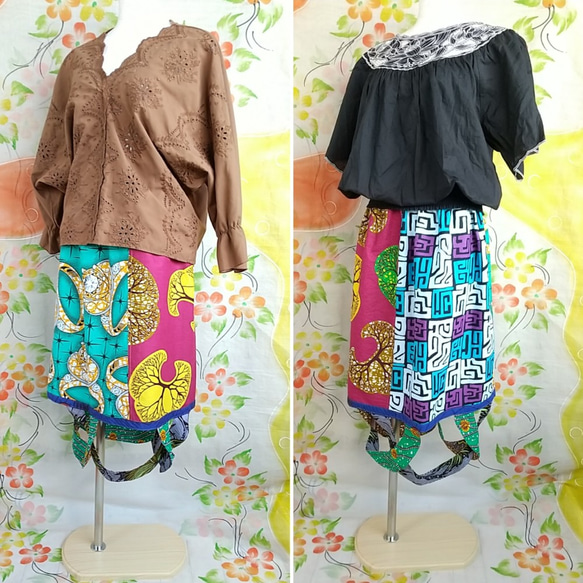 アフリカ布スカート半円装飾【ピカリ】 8枚目の画像