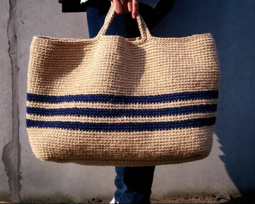 麻ひものボーダーかごバッグLLL size かごバッグ clover 通販 5442142