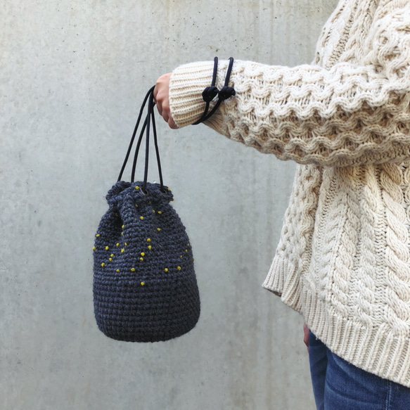 ponponbag kinaさん ポンポンバッグ ニット巾着 新品未使用】kinaさん ponpon bag fuwa 巾着 ポンポンバッグ