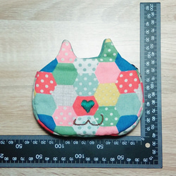 手繡貓頭錢包--粉彩幾何 第2張的照片