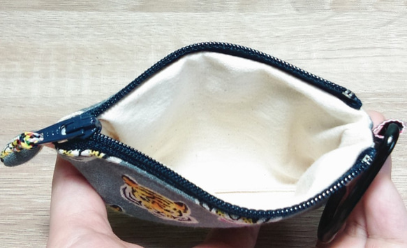差し込み式ポケット、便利なダブルジッパー付き小財布、アルミフック、小コーギー（ローズゴールドフック）*韓国布* 3枚目の画像