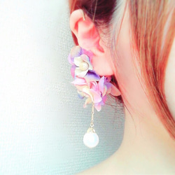 lady　flower　purple　ear cuff 1枚目の画像