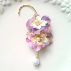 lady　flower　purple　ear cuff 3枚目の画像