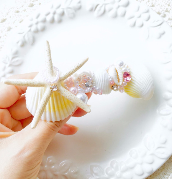 人魚にpropose♡貝殻バレッタ 3枚目の画像