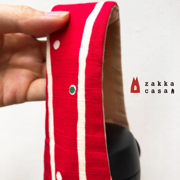 現貨 / Zakka CASA 日本京都 紅色 條紋 水壺袋/雨傘袋/輕便外出提袋 第3張的照片