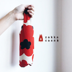 現貨 / Zakka CASA 日本京都 白底紅花圖案 水壺袋/雨傘袋/輕便外出提袋 第1張的照片