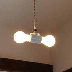 陶器ツインソケット ペンダントランプ 吊り下げ2灯式ライト アンティークヴィンテージデザイン照明 1枚目の画像