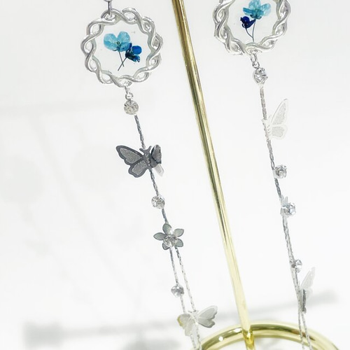 シェア花材☆押し花 染め アリッサム 青系ミックス 50輪 その他素材