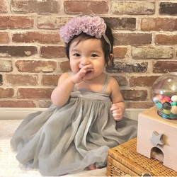 【B.ガーデンフラワーバンド 】カチューシャ 新生児 誕生日 ヘアバンド　ハーフバースデー　結婚式 ベビー　花冠 4枚目の画像