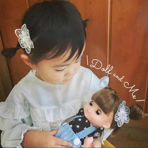 Newベビーヘアクリップ ハンドメイド 刺繍レースお花 ヘアピン