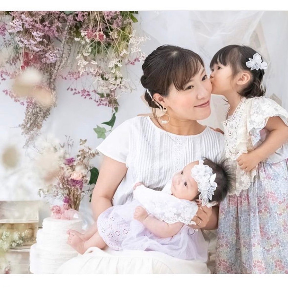 【Newborn】レトロフラワーヘアバンド　ヘアバンド ヘッドバンド  花冠　新生児　ベビー　ハーフバースデー 4枚目の画像