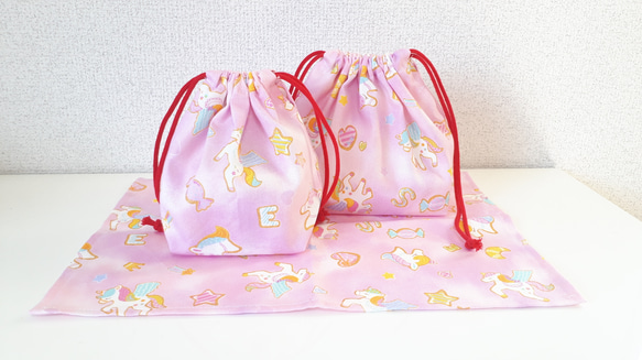 新柄☆ゆめかわ系のかわいいお弁当&コップ袋 4枚目の画像