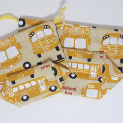 おしゃれなバス柄のお弁当&コップ袋 3枚目の画像