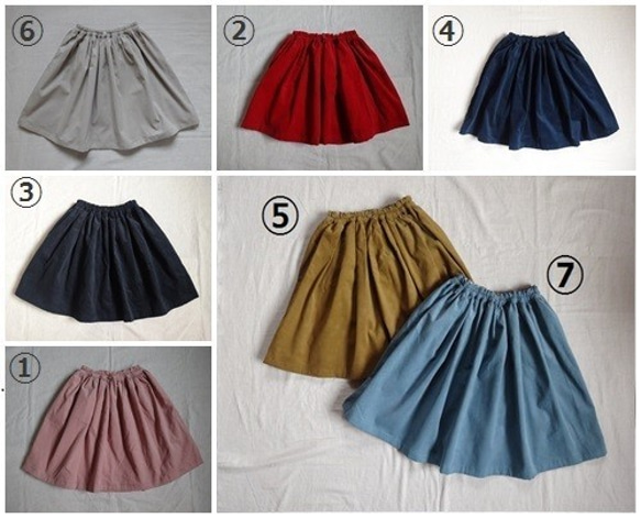 【裏地有】90～150☆コーデュロイのシンプルギャザースカート 1枚目の画像