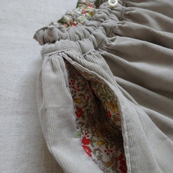 【裏地有】90～150☆コーデュロイのシンプルギャザースカート 2枚目の画像
