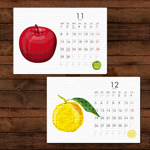 花と果物のデザインカレンダー 2024年10月6日新入荷】かようびデザイン 果物カレンダー2025