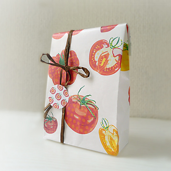 トマトい〜っぱい紙袋・マチ付き／ラッピング袋セット♪ 1枚目の画像