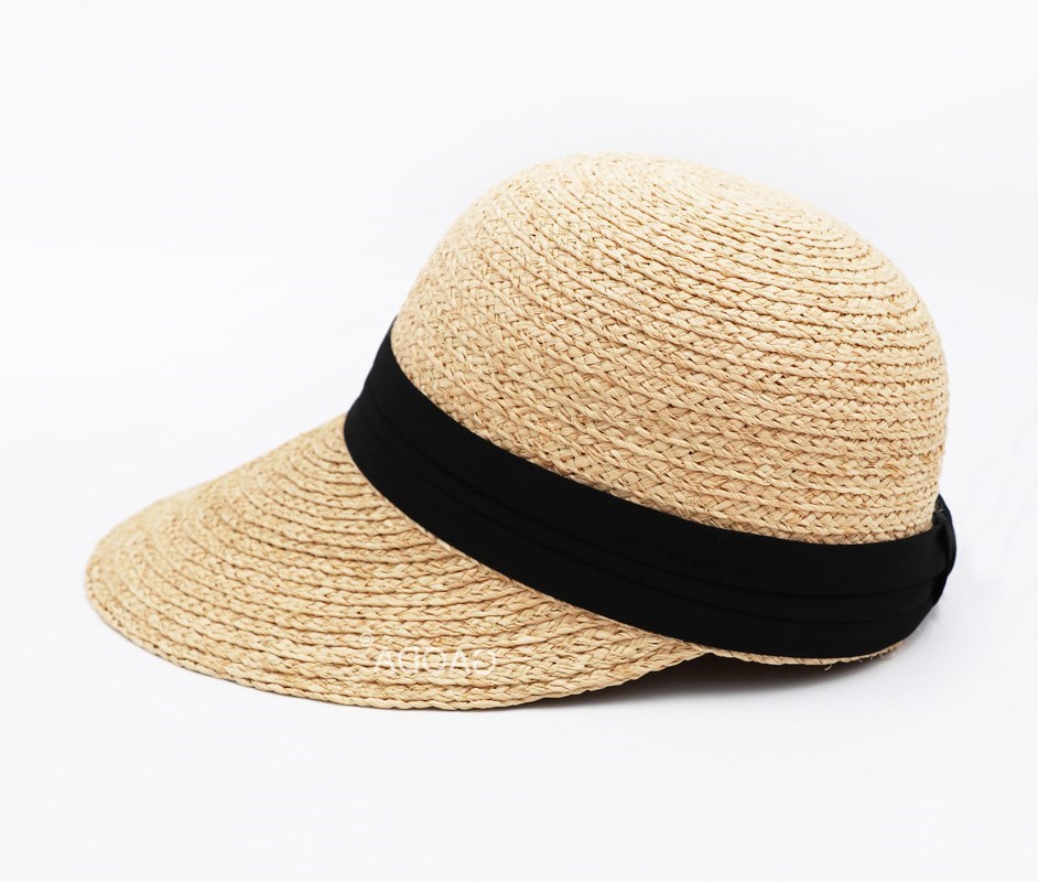 新品未使用♡ジョリーミニョンリボン付き黒とベージュの麦わら帽子タグ