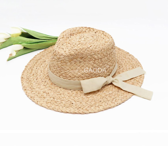 夏の爽やかなスタイル 大人用 麦わら帽子[h028] 1枚目の画像
