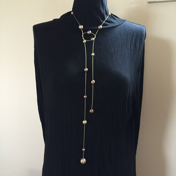 コットンパール・ラリエット（ゴールド） 2枚目の画像