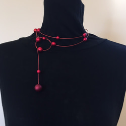 コットンパール・ラリエット（レッド） 2枚目の画像