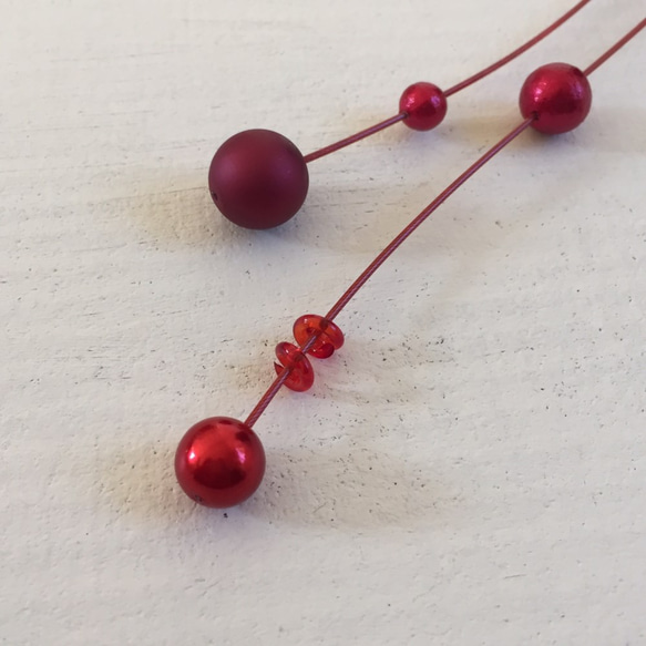 コットンパール・ラリエット（レッド） 5枚目の画像