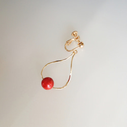 サンゴ・ワイヤーイヤリング 【K14gf】 3枚目の画像