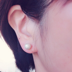 コットンパール・イヤリング（ホワイト） 3枚目の画像