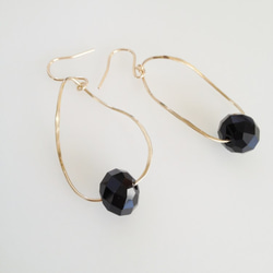 【K14gf】オニキス・ワイヤーピアス 1枚目の画像