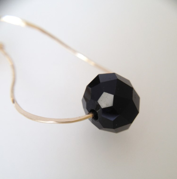 【K14gf】オニキス・ワイヤーピアス 4枚目の画像