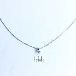 ステンレス＊小さな氷の一粒宝石質スカイブルートパーズネックレス(金属アレルギー対応・サージカルステンレス・天然石) 1枚目の画像