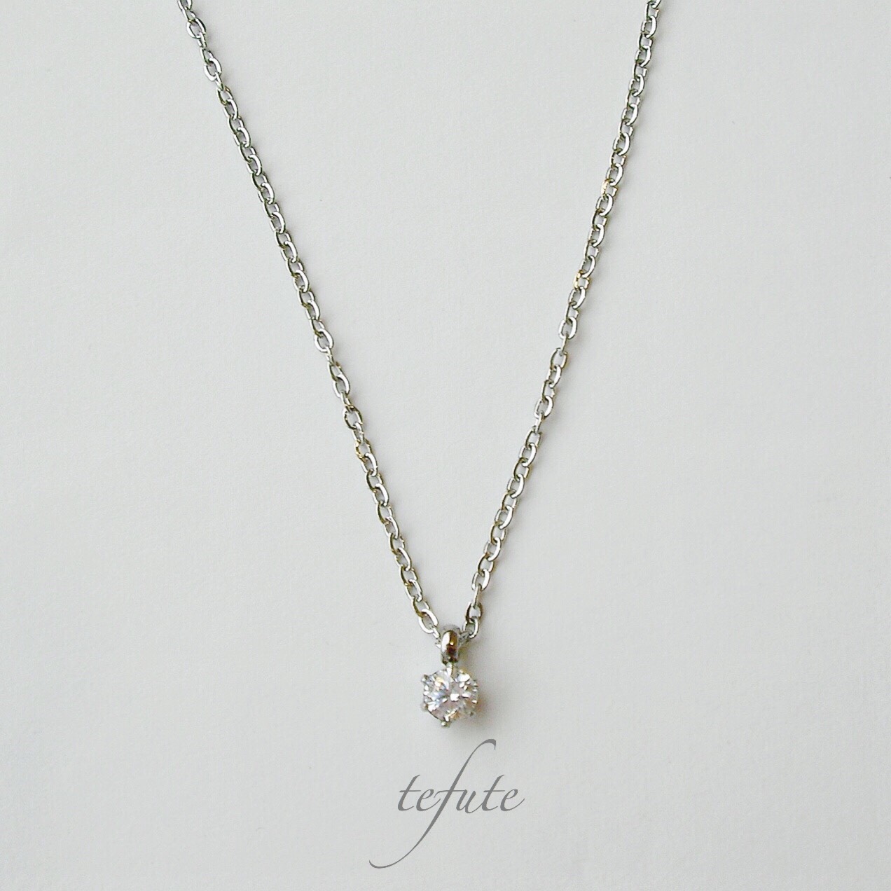 ステンレス＊3mm最高品質キュービックジルコニア一粒ネックレス