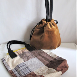 数量限定１『秋の福袋』別珍の巾着バッグとA４サブバッグのセット（送料無料） 3枚目の画像