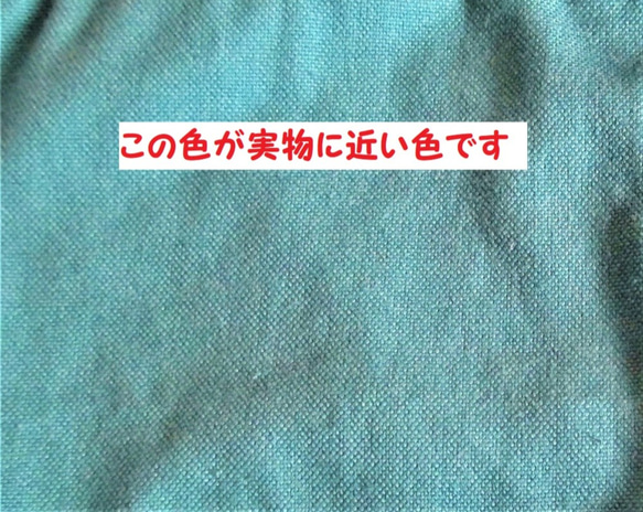 帆布の巾着型ミニトートバッグ（ブルーグリン色）「送料無料」 7枚目の画像