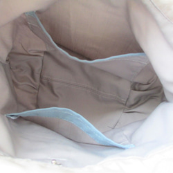 帆布の巾着型斜め掛けショルダーバッグ小サイズ（サンドグレー）「送料無料」 5枚目の画像