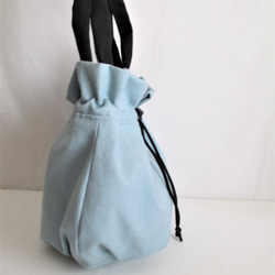 帆布の巾着型ミニトートバッグ（ミントグリン色）creema限定「送料無料」 2枚目の画像