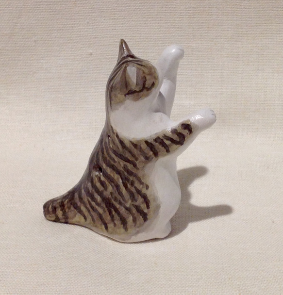 ネコリナ(猫のオカリナ)/tachi/サバ白  リングホルダー 6枚目の画像