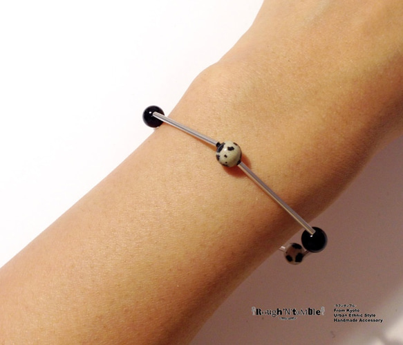 Hexagon bracelet silver×dalmatian 第2張的照片