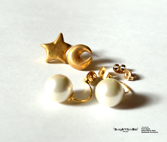 Star&moon back pearl pierce 第2張的照片