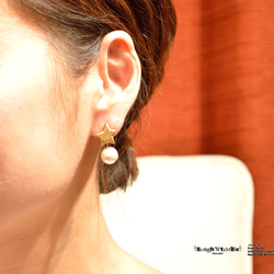 Star&moon back pearl pierce 第3張的照片