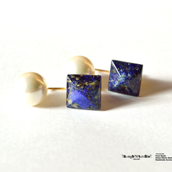 Lapis lazuli back pearl pierce 1枚目の画像