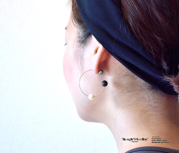 Triangle&3ball pierce black 第4張的照片