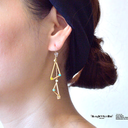 Gold tube W triangle star pierce blue 3枚目の画像