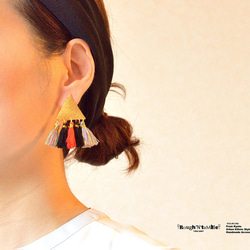 Big triangle fringe pierce red（片耳販売） 4枚目の画像