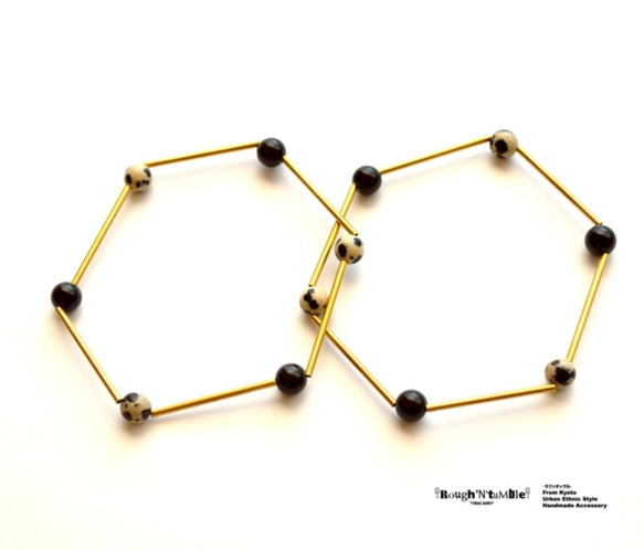 Hexagon bracelet dalmatian（1本売り） 2枚目の画像