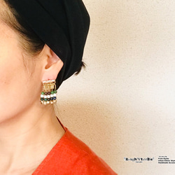 Diamond pattern ethnic fringe pierce gold 4枚目の画像